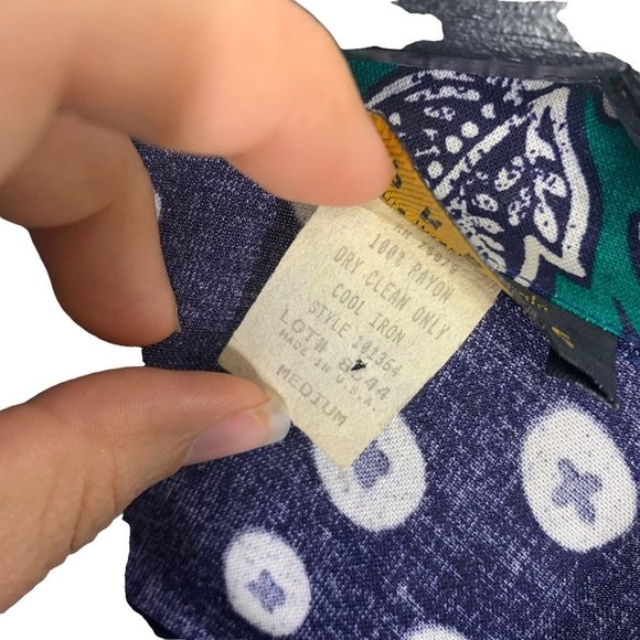 Vintage 90s Express Multi Print Collared Single Button Top Medium - Picture 5 of 9